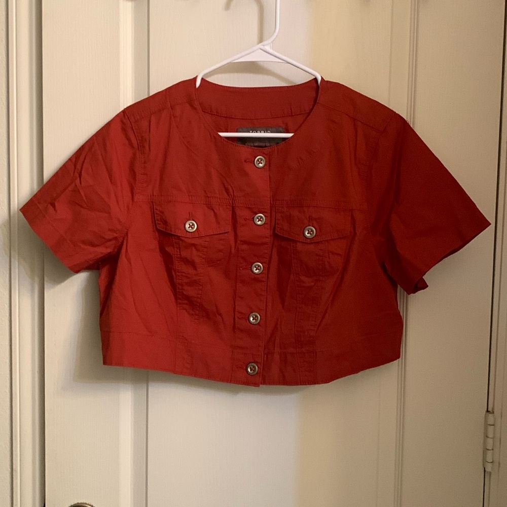 Torrid Orange Button Down Crop Jacket